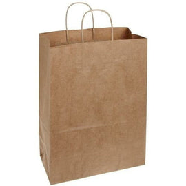 Recycled Natural Kraft Shopping Bags. - 10.00" x 5.00" x 13.00" - Plastic Bag Partners-Retail Bags - Kraft