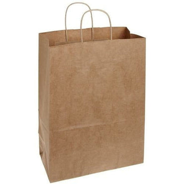 Recycled Natural Kraft Shopping Bags. - 10.00" x 5.00" x 13.00" - Plastic Bag Partners-Retail Bags - Kraft