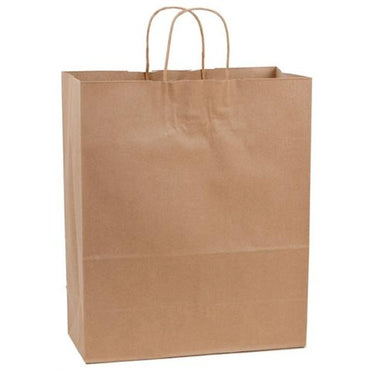 Recycled Natural Kraft Shopping Bags. - 13.00" x 6.00" x 16.00" - Plastic Bag Partners-Retail Bags - Kraft