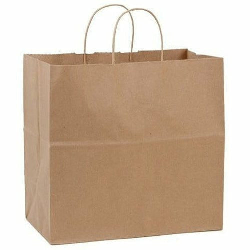 Recycled Natural Kraft Shopping Bags. - 13.00" x 7.00" x 13.00" - Plastic Bag Partners-Retail Bags - Kraft