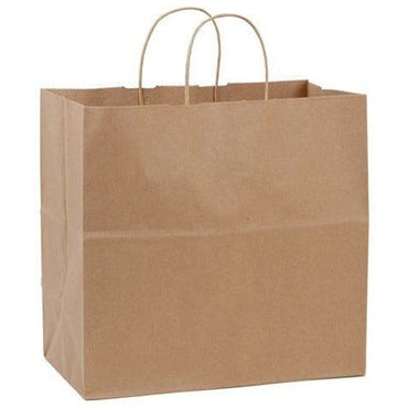 Recycled Natural Kraft Shopping Bags. - 13.00" x 7.00" x 13.00" - Plastic Bag Partners-Retail Bags - Kraft