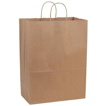 Recycled Natural Kraft Shopping Bags. - 13.00" x 7.00" x 17.00 - Plastic Bag Partners-Retail Bags - Kraft