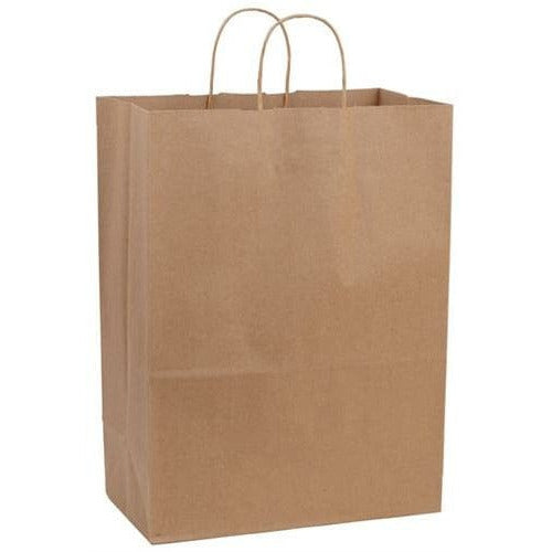 Recycled Natural Kraft Shopping Bags. - 13.00" x 7.00" x 17.00 - Plastic Bag Partners-Retail Bags - Kraft