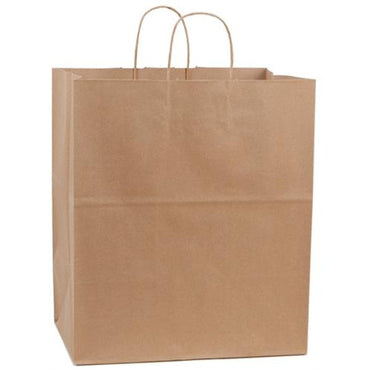 Recycled Natural Kraft Shopping Bags. - 14.50" x 9.00" x 16.25" - Plastic Bag Partners-Retail Bags - Kraft
