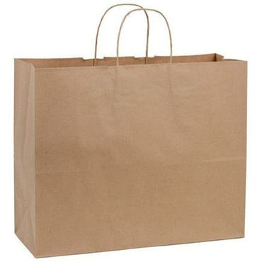 Recycled Natural Kraft Shopping Bags. - 16.00" x 6.00" x 12.00" - Plastic Bag Partners-Retail Bags - Kraft