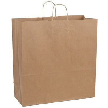 Recycled Natural Kraft Shopping Bags. - 18.00" x 7.00" x 18.00" - Plastic Bag Partners-Retail Bags - Kraft