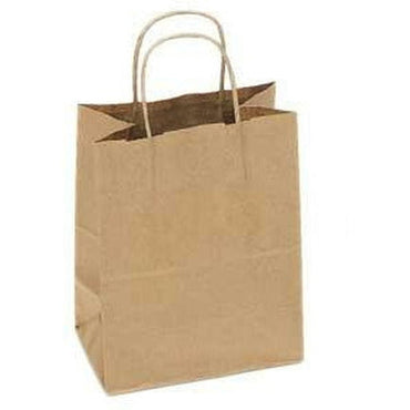 Recycled Natural Kraft Shopping Bags - 8.00" x 4.75" x 10.50" - Plastic Bag Partners-Retail Bags - Kraft