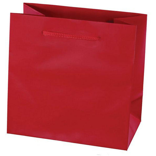 Red Matte Rope Handle Euro-Tote Shopping Bags - 8.0 x 4.0 x 10.0 - Plastic Bag Partners-Retail Bags - Euro-Tote