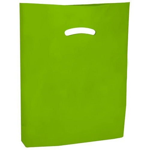 Super Gloss Die Cut Handle Bags - 12 x 15 - (Citrus Green) - Plastic Bag Partners-Retail Bags - Die Cut Handle