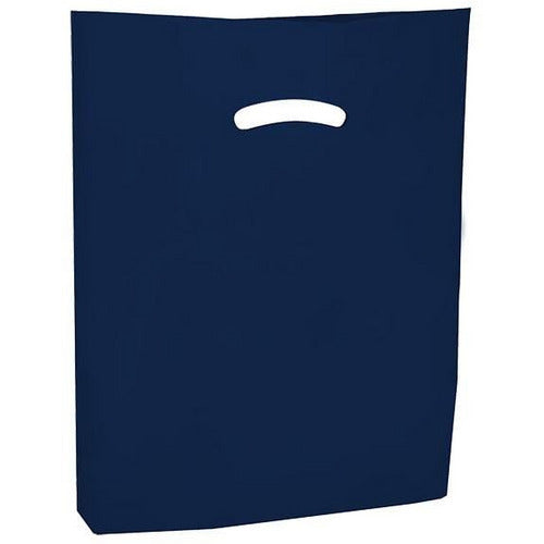 Super Gloss Die Cut Handle Bags - 12 x 15 - (Navy) - Plastic Bag Partners-Retail Bags - Die Cut Handle