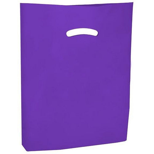 Super Gloss Die Cut Handle Bags - 12 x 15 - (Purple) - Plastic Bag Partners-Retail Bags - Die Cut Handle