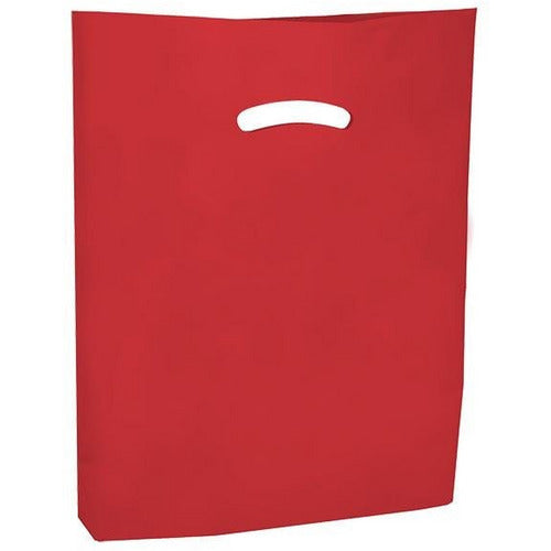 Super Gloss Die Cut Handle Bags - 12 x 15 - (Red) - Plastic Bag Partners-Retail Bags - Die Cut Handle