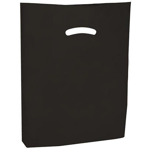 Super Gloss Die Cut Handle Bags. - 15 x 18 x 4 - (Black) - Plastic Bag Partners-Retail Bags - Die Cut Handle
