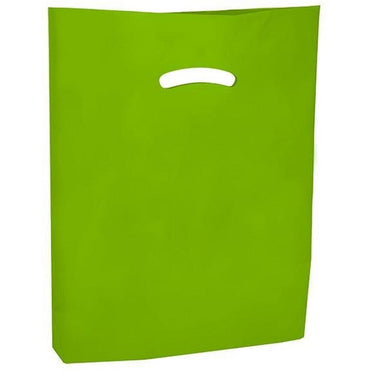 Super Gloss Die Cut Handle Bags. - 20 x 20 x 5 - (Citrus Green) - Plastic Bag Partners-Retail Bags - Die Cut Handle