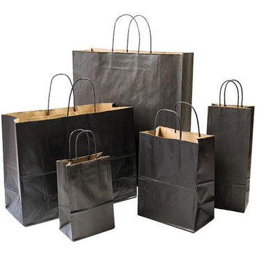 Tinted Recycled Kraft Shopping Bags -8.00" x 4.75" x 10.25"- (Black) - Plastic Bag Partners-Retail Bags - Kraft