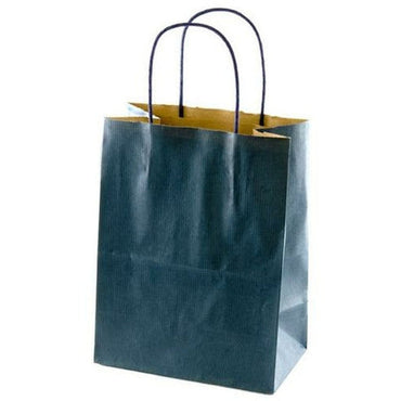 Tinted Recycled Kraft Shopping Bags - 8.25" x 4.75" x 10.5" (Navy) - Plastic Bag Partners-Retail Bags - Kraft