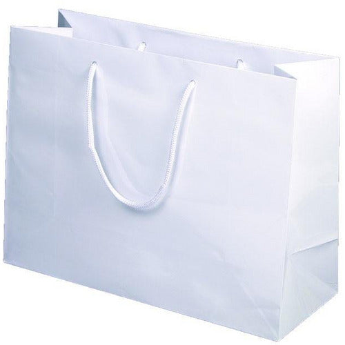 White Glossy Rope Handle Euro-Tote Shopping Bags - 13.0 x 5.0 x 10.0 - Plastic Bag Partners-Retail Bags - Euro-Tote