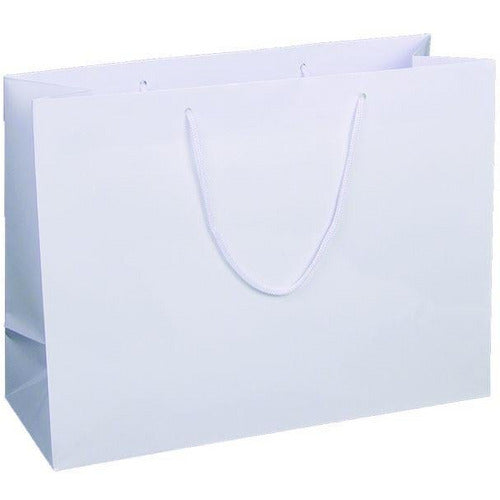 White Glossy Rope Handle Euro-Tote Shopping Bags - 16.0 x 6.0 x 12.0 - Plastic Bag Partners-Retail Bags - Euro-Tote