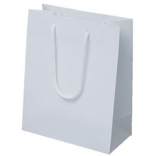 White Kraft Paper Euro-Tote Shopping Bags - 8.0 x 4.0 x 10.0 - Plastic Bag Partners-Retail Bags - Euro-Tote