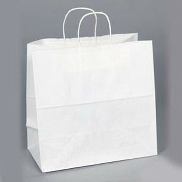 White Kraft Shopping Bags. - 13.00" x 7.00" x 13.00" - Plastic Bag Partners-Retail Bags - Kraft
