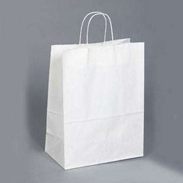 White Kraft Shopping Bags. - 13.00" x 7.00" x 17.00 - Plastic Bag Partners-Retail Bags - Kraft