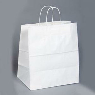 White Kraft Shopping Bags. - 14.50" x 9.00" x 16.25" - Plastic Bag Partners-Retail Bags - Kraft