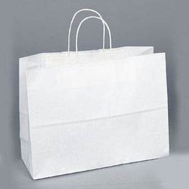 White Kraft Shopping Bags. - 16.00" x 6.00" x 12.00" - Plastic Bag Partners-Retail Bags - Kraft