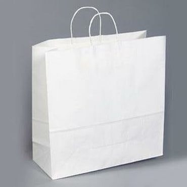 White Kraft Shopping Bags. - 18.00" x 7.00" x 18.00" - Plastic Bag Partners-Retail Bags - Kraft