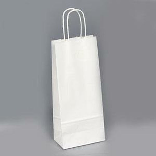 White Kraft Shopping Bags - 5.25" x 3.25" x 13.00" - Plastic Bag Partners-Retail Bags - Kraft