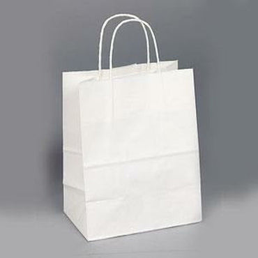 White Kraft Shopping Bags - 8.00" x 4.75" x 10.25" - Plastic Bag Partners-Retail Bags - Kraft