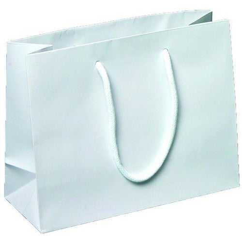 White Matte Rope Handle Euro-Tote Shopping Bags - 13.0 x 5.0 x 10.0 - Plastic Bag Partners-Retail Bags - Euro-Tote