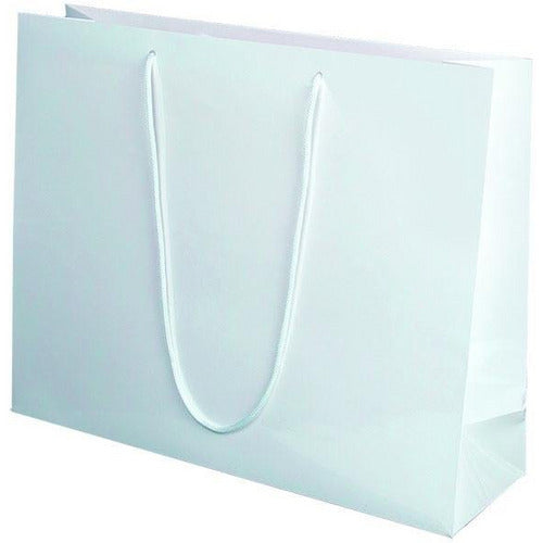 White Matte Rope Handle Euro-Tote Shopping Bags - 20.0 x 6.0 x 16.0 - Plastic Bag Partners-Retail Bags - Euro-Tote